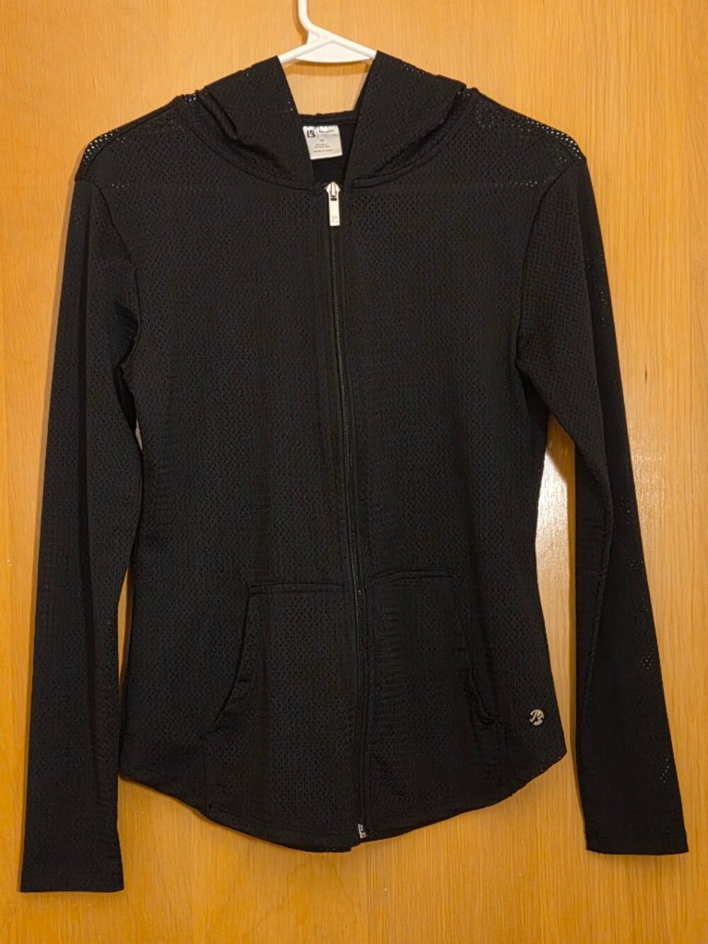 Buff Bunny Mesh Hooded Zip Up Jacket Womens S/M Black Bodycon Athletic Hip Hop